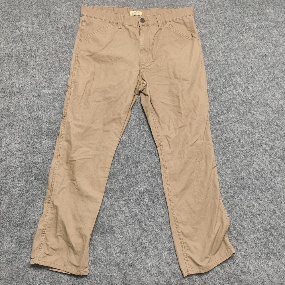 Blue Mountain Carpenter Pants Mens 36x32 Beige Canvas Relaxed Fit Workwear